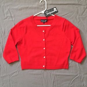 BRAND NEW✨Sourpuss red cropped cardigan 3/4 sleeve